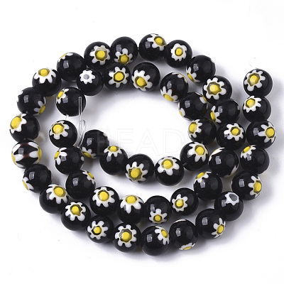 Handmade Millefiori Lampwork Beads Strands X-LAMP-R143-01A-1