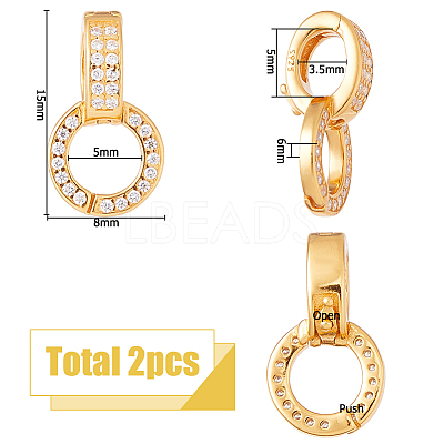 2Pcs 925 Sterling Silver Pave Clear Cubic Zirconia Twister Clasps STER-HS0001-22B-G-1