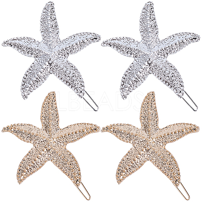 4Pcs 2 Colors Zinc Alloy Hair Barrettes PHAR-SP0001-24-1