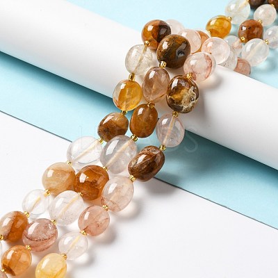 Natural Yellow Hematoid Quartz/Golden Healer Quartz Beads Strands G-B028-B08-1