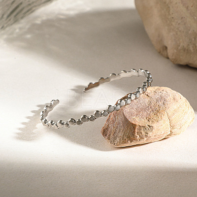 304 Stainless Steel Cuff Bangles for Women BJEW-H635-01P-1