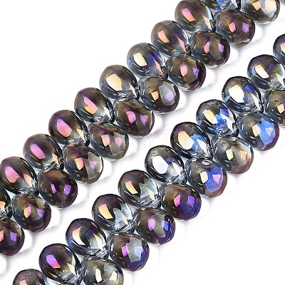 Electroplate Baking Paint Transparent Glass Beads Strands GL-N005-02A-C04-1