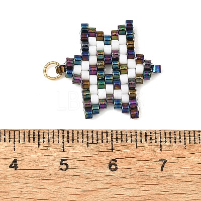 Glass Seed Beads Pendants PALLOY-MZ01457-02-1