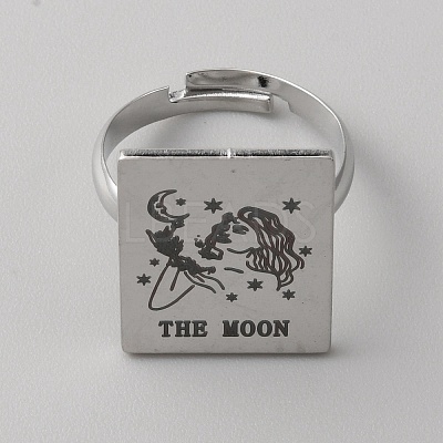 Stainless Steel Tarot Card Adjustable Ring for Women RJEW-WH0001-018P-06-1