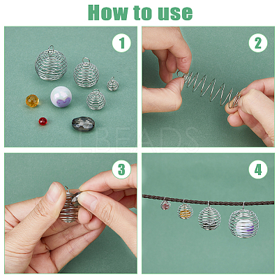 80Pcs 4 Styles Iron Bead Cage Pendants IFIN-HY0001-08-1