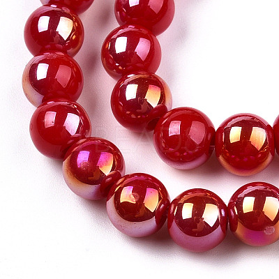 Electroplate Opaque Glass Beads Strands GLAA-T032-P10mm-AB04-1