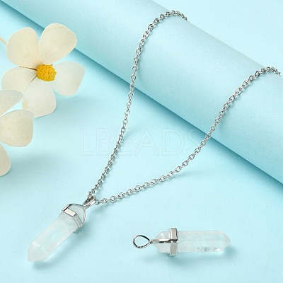 2Pcs Natural Quartz Crystal Double Terminated Pointed Pendants G-YW0002-05F-1