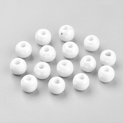 Glazed Porcelain Round Beads X-PORC-D001-8mm-04-1