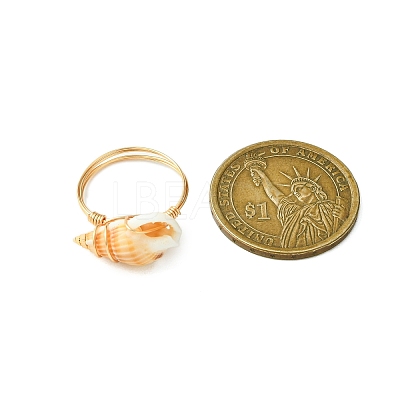 Natural Spiral Shell Finger Rings RJEW-TA00169-1