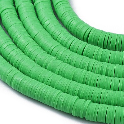 Flat Round Handmade Polymer Clay Beads CLAY-R067-8.0mm-08-1