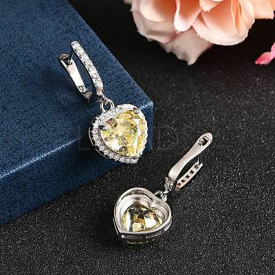 925 Sterling Silver Micro Pave Cubic Zirconia Dangle Hoop Earrings EJEW-F371-01C-02-1
