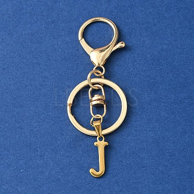 304 Stainless Steel Initial Letter Charm Keychains KEYC-YW00005-10-1