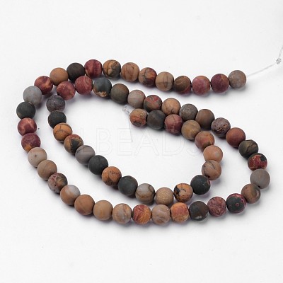 Natural Polychrome Jasper/Picasso Stone/Picasso Jasper Beads Strands G-D809-03-6mm-1