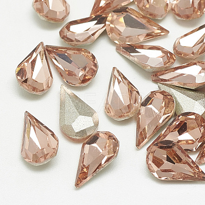 Pointed Back Glass Rhinestone Cabochons RGLA-T082-6x10mm-08-1