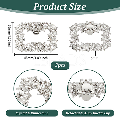 Alloy Crystal Rhinestone Shoe Buckle Clips FIND-WH0021-88P-1