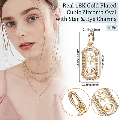 10Pcs Brass Micro Pave Clear Cubic Zirconia Charms ZIRC-BBC0001-25-1
