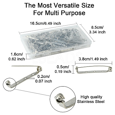 120Pcs Iron Brooch Findings IFIN-YW0003-50-1