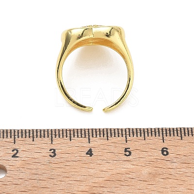 Brass Micro Pave Cubic Zirconia Cuff Open Rings for Women CU-CBA760A-13C-G-1