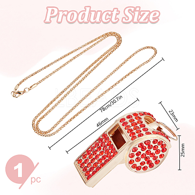 1Pc Iron Rhinestone Whistle Pendant Popcorn Chain Necklaces for Women NJEW-DR0001-03D-1