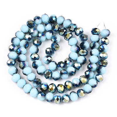 Electroplate Opaque Glass Beads Strands EGLA-A034-P8mm-S16-1