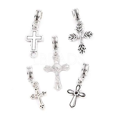 Mixed Tibetan Style Alloy Cross European Dangle Charms PALLOY-JF00055-1