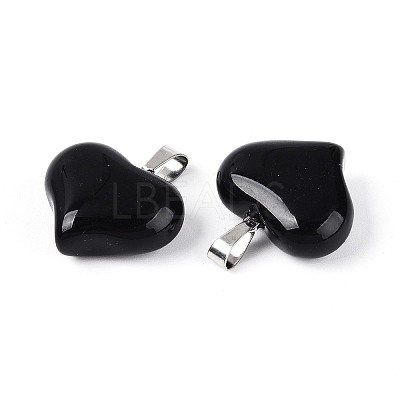 Natural Obsidian Pendants G-N361-01P-01-1