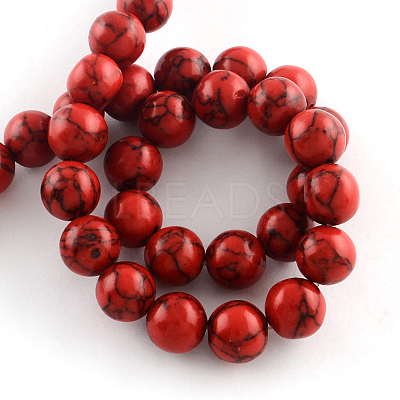 Synthetical Turquoise Gemstone Round Bead Strands TURQ-R035-6mm-04-1