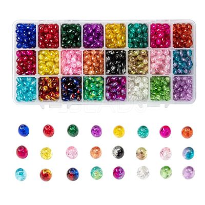 24 Colors Transparent Crackle Glass Beads CCG-JP0001-01C-1