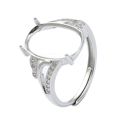 Adjustable 925 Sterling Silver 4 Prongs Ring Settings STER-K179-27P-1