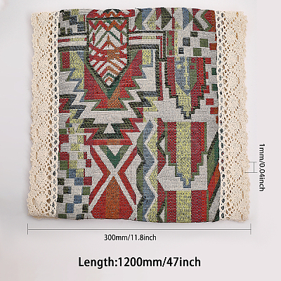 Geometric Pattern Burlap Table Runner AJEW-WH0258-754-1