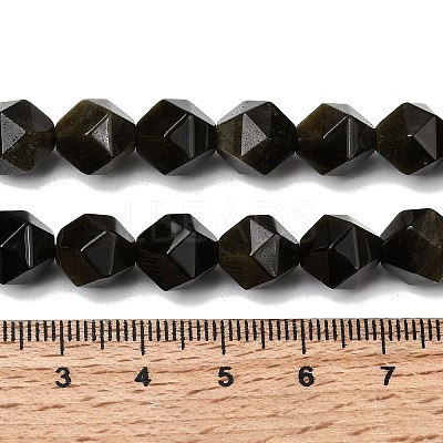 Natural Golden Sheen Obsidian Beads Strands G-Z119-A10-03-1