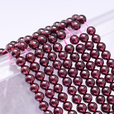 Mozambique Import Natural Grade AAAA Garnet Round Beads Strands G-E300-AAAA-6mm-1