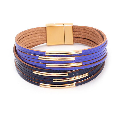 Two Tone Imitation Leather Multi-strand Bracelets for Women WGE2A7B-12-1