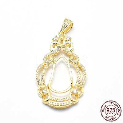 925 Sterling Silver Pendant Cabochon Open Back Settings STER-P044-02G-1