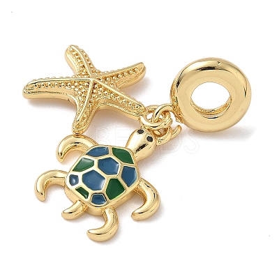 Brass Enamel European Dangle Charms KK-D502-13G-1