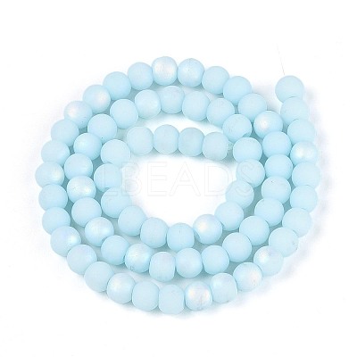 Frosted Opaque Glass Beads Strands GLAA-T032-P6mm-MBB10-1