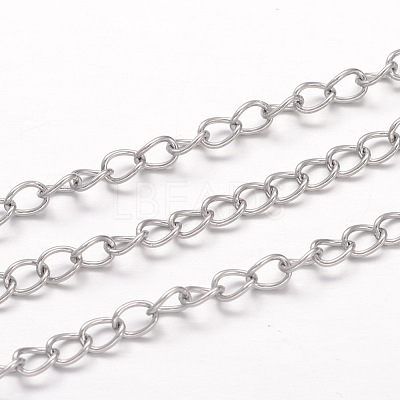 Tarnish Resistant 304 Stainless Steel Curb Chains X-CHS-K004-11P-0.8mm-1