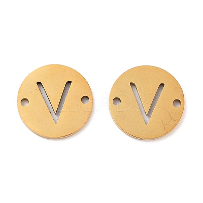 PVD Vacuum Plating 201 Stainless Steel Hollow Flat Round Links FIND-R149-03V-G-1