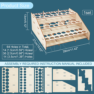 3-Layer Wooden Craft Paint & Brash Rack DIY-WH0401-04-1