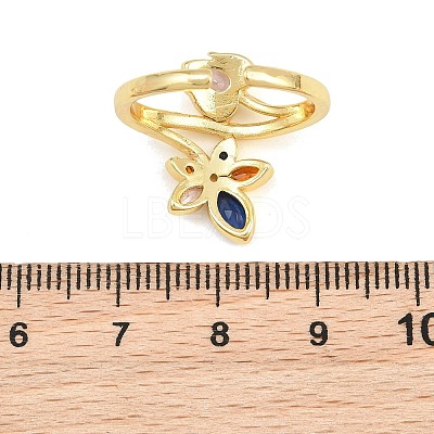 Brass Pave Cubic Zirconia Cuff Open Rings CU-CBACDF6-08G-02-1