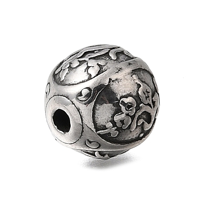 Engraved 304 Stainless Steel Beads STAS-H263-17AS-05-1
