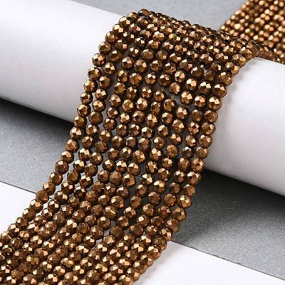 Electroplate Glass Beads Strands GLAA-H021-01B-FP01-1