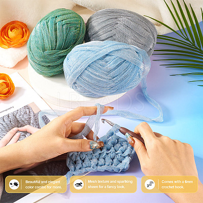 3 Skeins 3 Colors Polyester Yarn DIY-MB0002-06B-1