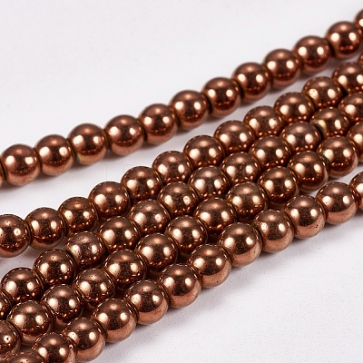 Electroplate Non-magnetic Synthetic Hematite Beads Strands G-J169A-4mm-01-1