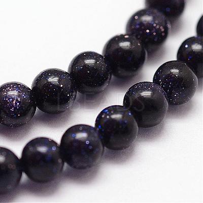 Blue Goldstone Beads Strands G-N0200-01C-3mm-1