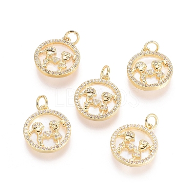 Brass Micro Pave Cubic Zirconia Pendants ZIRC-G161-14G-02-1