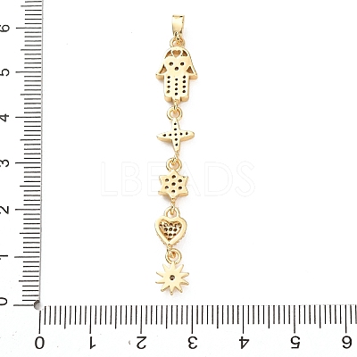 Tassel Brass Micro Pave Clear Cubic Zirconia Big Pendants KK-L271-01G-10-1