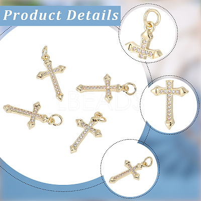 8Pcs Brass Micro Pave Clear Cubic Zirconia Pendants KK-SC0007-99-1