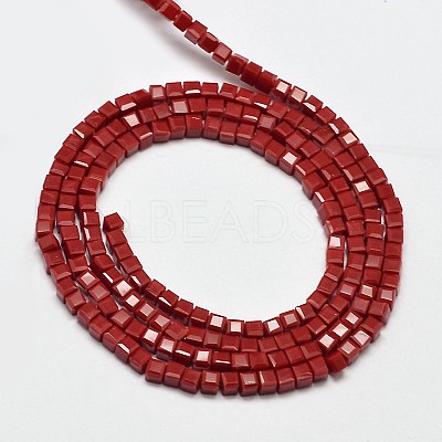 Faceted Cube Glass Beads Strands X-EGLA-J133-C02-1
