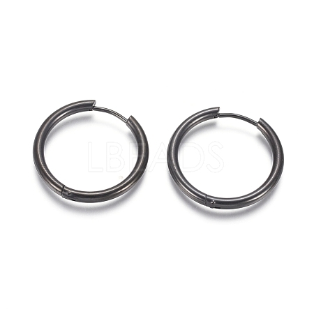 304 Stainless Steel Huggie Hoop Earrings EJEW-F111B-25mm-B-1